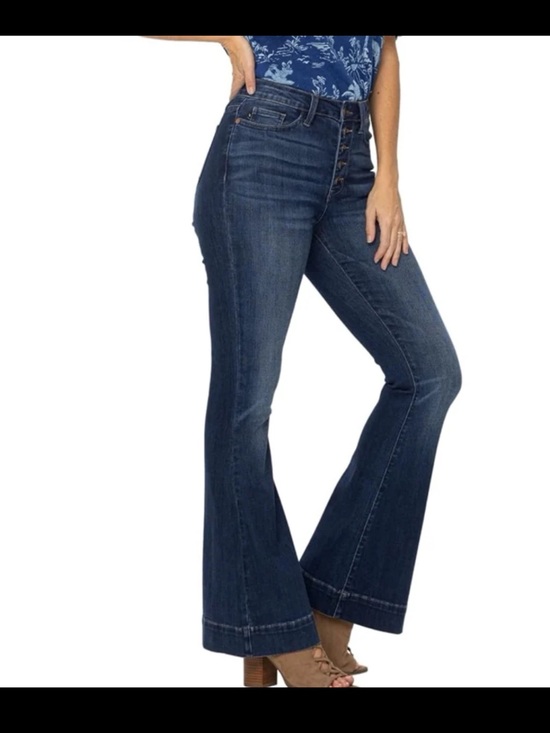 Judy Blue Denim - Judy Blue High-Rise 5 Button Fly Wide Leg Trouser Flare Jeans 88491 Size 11/30